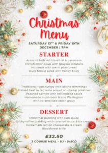 Christmas Party 2025 menu